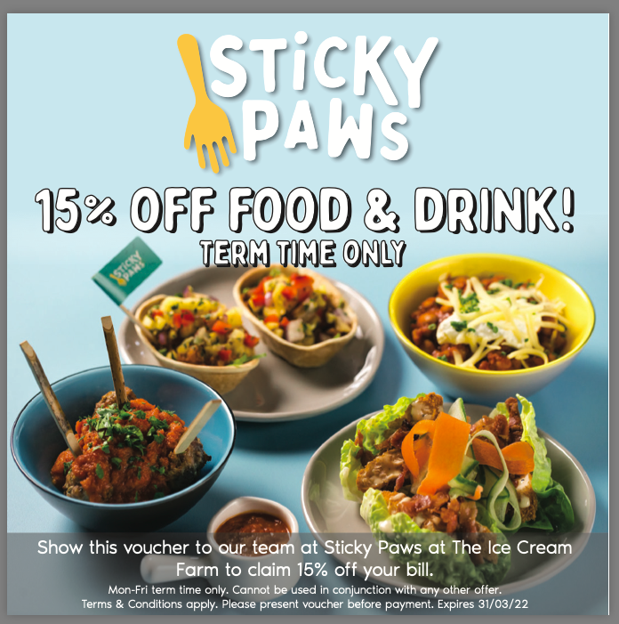 stickypawsff's tweet photo. There's not long left to make the most of our amazing Sticky Paws saving! 😍

We are offering 15% off your food and drink bill, Monday to Friday, until the end of March. All you need to do is show this voucher on arrival! 🍽️ 🥤

Get your table booked now (link in bio). https://t.co/Fy5rSINqkZ