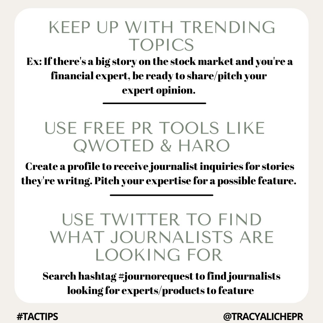 TracyAlichePR's tweet photo. 🍀Want to get lucky with PR? Let us show you how!🍀

These “lucky” tips can help you in your pr efforts to gain media placement in some of your dream publications.

#TracyAlicheConsulting #TAC #PR #Publicist #PRwithTrace #TACtips #PublicRelations #Press #Media https://t.co/jAiejFXhJp