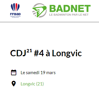 Badminton21's tweet photo. CDJ²¹ #4 à Longvic : 📅 les convocations sont disponibles !
Elles ont été envoyées à chaque club, et vous pouvez aussi les retrouver sur #Badnet et sur #MyFFBaD (liens dans le tweet suivant)
... Au fait, on a encore jusqu'à 3 places pour des poussines. 🐣🐤🐥 https://t.co/oCV4WjaT94