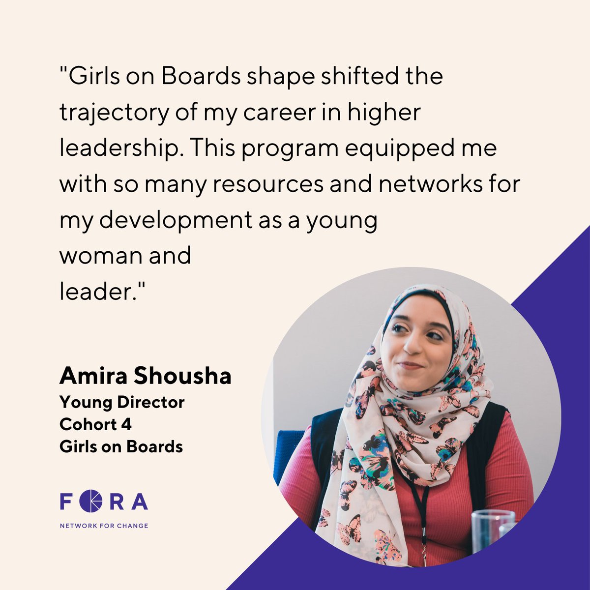 Fora's Girls on Boards program is building the next generation of decision-makers in Canada. And we want YOU to be part of it!  

Hear from Cohort 4 Young Director, <a href="/AmiraShousha_/">Amira Shousha</a>, on her experience with Girls on Boards!

Want to learn more? Visit: foranetwork.org/girls-on-boards