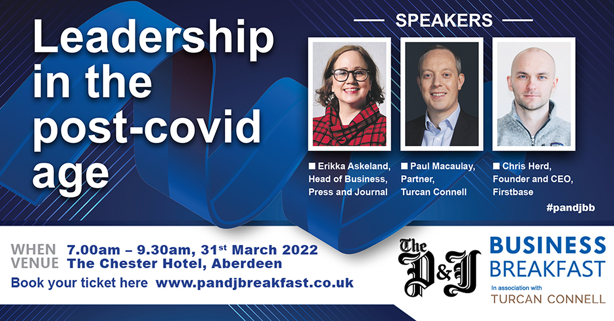 PJ_business's tweet photo. The Press and Journal event in association with @TurcanConnell will be the first to be hosted live and in person, promising to be an exciting opportunity to network like it’s 2019!
Book your tickets now https://t.co/0Zxv0ivBHS
#pandjbb #leader #business #postcovidworld https://t.co/NA2khnsiQl