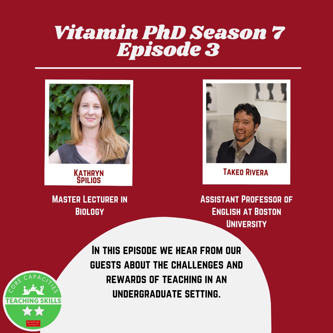 BU_PhDs's tweet photo. Check out the next episode of Vitamin PhD season 7 and hear our hosts discuss undergraduate education. Listen in at the link in our bio ⬆️
#phdpd #VitaminPhD #phdadvice #teachingskills https://t.co/HNn9FaO7Xe