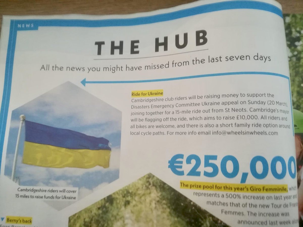 stneotsvelo's tweet photo. A big thanks to @cyclingweekly for featuring the #cycleforukraine #bikeride that is taking place on 20/03/22 from St Neots market square. Please come along and show your support! Follow the link for more details 🚴♂️🇺🇦✌️#chairtyride #ukraine #fundraiser
https://t.co/bCtbjZELg4 https://t.co/rz9G336UOd