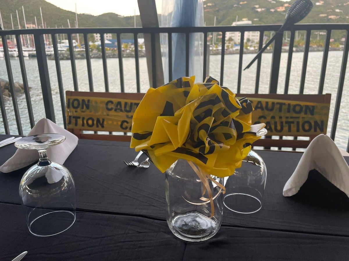 eventitbvi's tweet photo. Caution Dinner party in progress ⚠️❗️

Feel the #EventItBVIExperienece.
#Balloons #HappyBirthday #Caution #cautiontape #black #yellow #Roundarch #dinner #dinnerparty 🥂 https://t.co/GFqigqj877