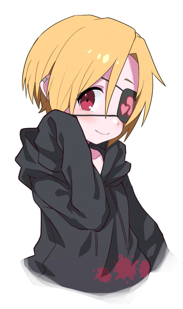 shirasaka koume 1girl solo hood blonde hair smile sleeves past wrists hood down  illustration images