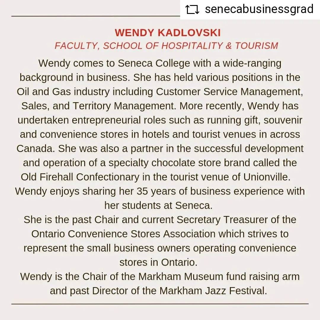 SenecaBusiness's tweet photo. Meet Wendy Kadlovski
Faculty, School of Hospitality and Tourism
#SenecaSoHT
..
. https://t.co/8Z0YlLfyAd