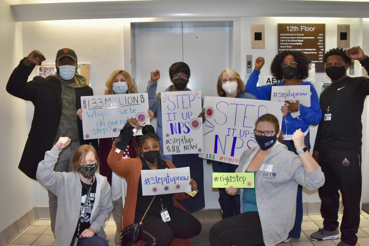 AFTVirginia's tweet photo. 🚨 Last night at the NPS School Board Meeting. 

Teachers in Virginia deserve more than the bare minimum. Teachers in Virginia deserve a step pay scale that reflects increases in inflation and cost of living.

#StepItUpNPS #rightstep https://t.co/SfRbFW0GA4