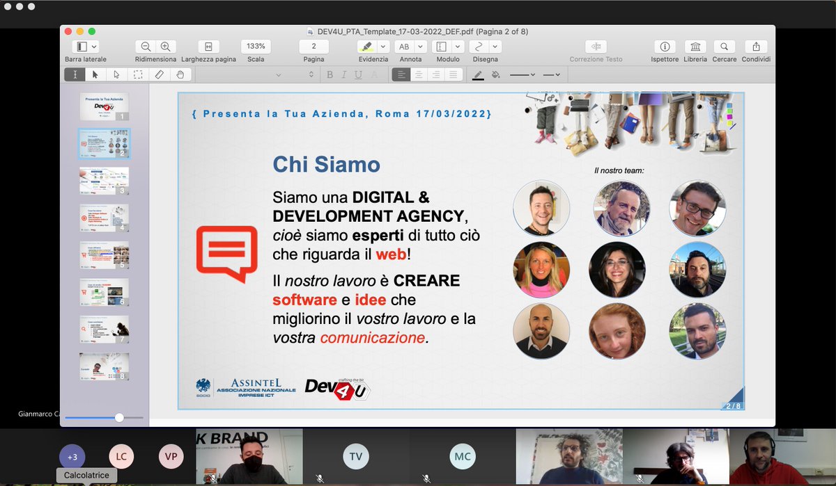 DEV4U_Srls's tweet photo. Il nostro consueto appuntamento con Assintel di "Presenta la Tua Azienda": 6 minuti ciascuno per presentare la propria realtà aziendale e 💼subito dopo tra gli associati 🤓  per scambiarsi riferimenti lavorativi📞e mail✉️. Grazie e grande @mpatitucci 

#dev4u #assintel #digitalpr https://t.co/1NCo08hren