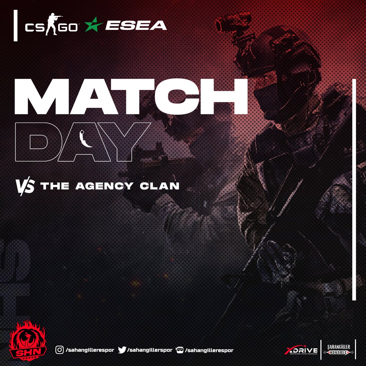 sahangillerspor's tweet photo. MATCHDAY!

CS:GO takımımızın ESEA Main League hikayesi tüm hızıyla devam ediyor! 🏆

Haydi Ejderler 🐉🔥

🆚: The Agency Clan
🏟: de_overpass
🕙: 22.00
📺: https://t.co/OHJIjnXPKt

#SHNWIN | #SHNFLY | #MAINLEAGUE https://t.co/OoLA8ho2E2