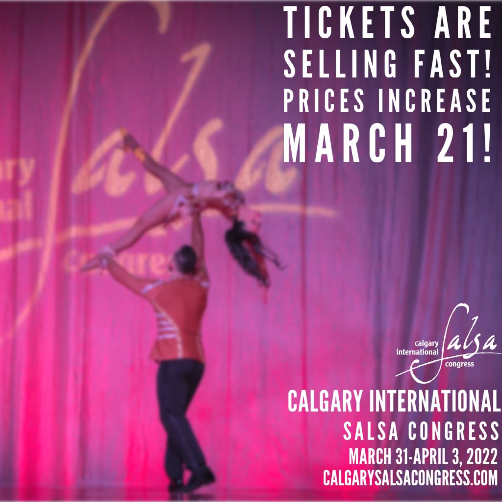 CalgarySalsaCon's tweet photo. We are thrilled to see that so many of you are joining us at the Calgary International Salsa Congress. Ticket prices increase soon! Get your tickets today! See you on the dance floor! #yycsalsa #yycdance #yycarts #thingstodocalgary #datenightyyc #salsadancing https://t.co/bFz9JCuI6p