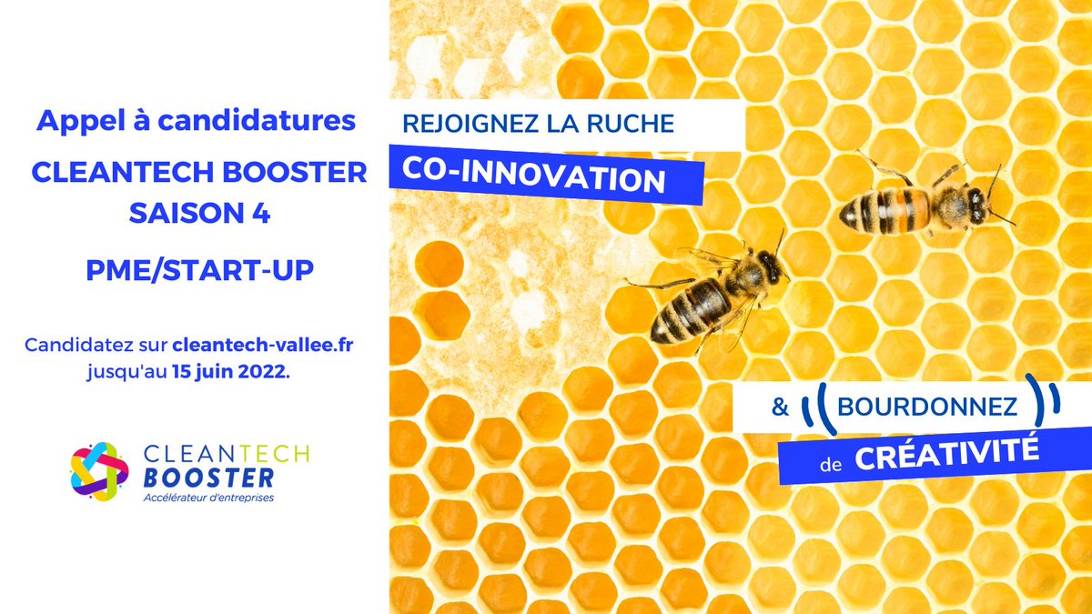 📣 CleanTech #Booster
Intégrez la 4⃣ème saison de notre #accélérateur d’entreprises et bénéficiez d'un programme sur-mesure pour vous accompagner dans le développement de projets #innovants💡&amp; #cleantech🌿
Candidatures ici ➡️ swll.to/3UfYp