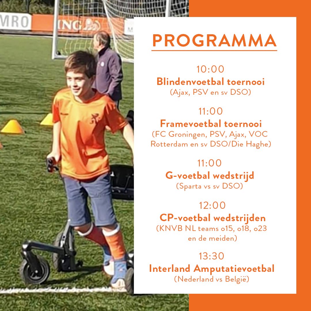 Zondag 20 maart is het zover! Een inclusief voetbaltoernooi in het Sparta Rotterdam Stadion!⚽️😄

Om 10.00 uur is er blindenvoetbal! Wil je blindenvoetbal altijd al eens uitproberen? Dan is dit jouw kans! Meld je aan via sportondersteuner@outlook.com