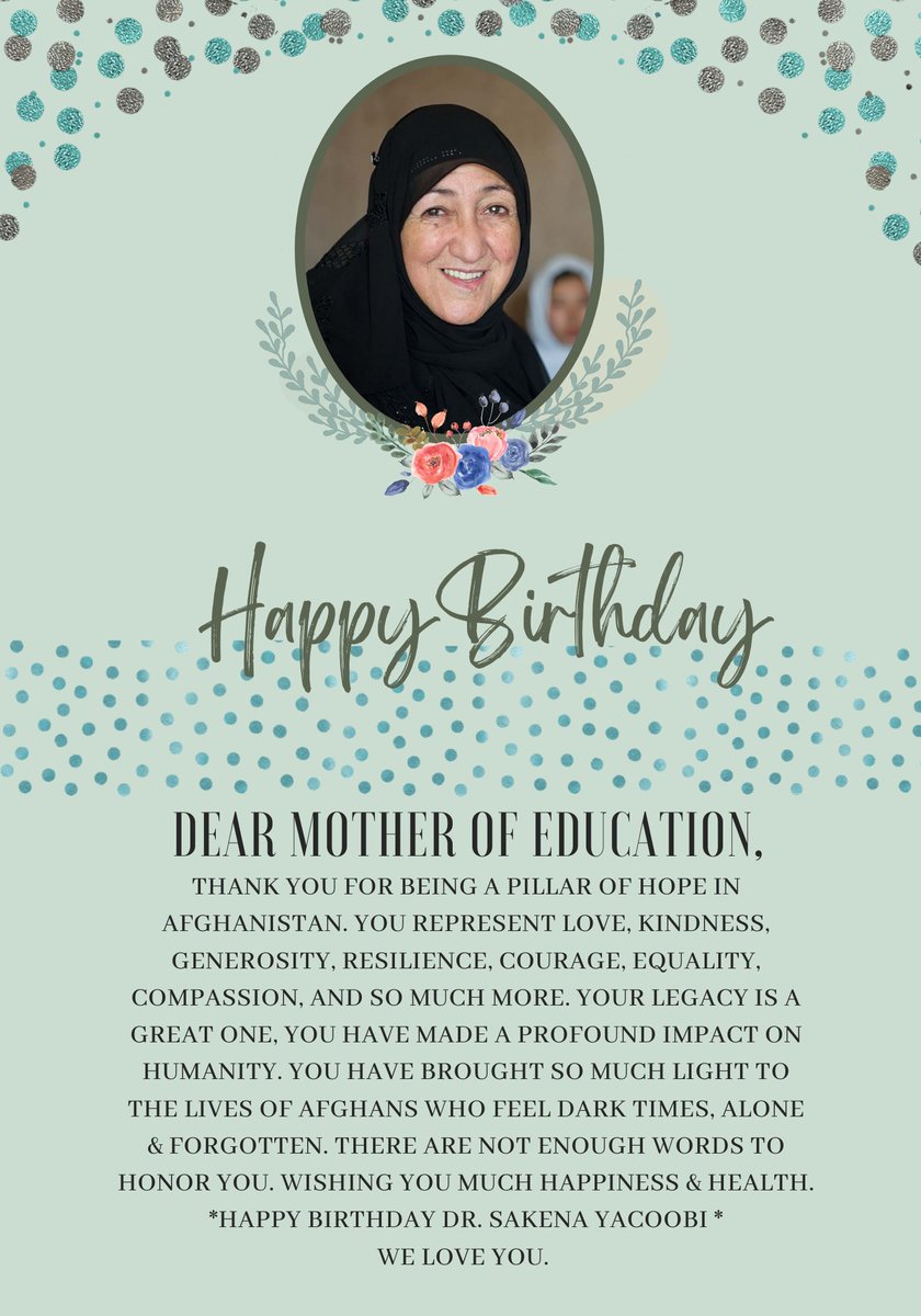 We honor an incredible woman today. <a href="/SakenaYacoobi/">Dr. Sakena Yacoobi</a> Thank you; for dedicating your life to bettering the lives of millions of Afghans. Your selflessness, kindness&amp;love has transformed generations. May you always be happy, healthy &amp;proud. #peace #education #afghanistan <a href="/sakenafund/">sakenafund</a>