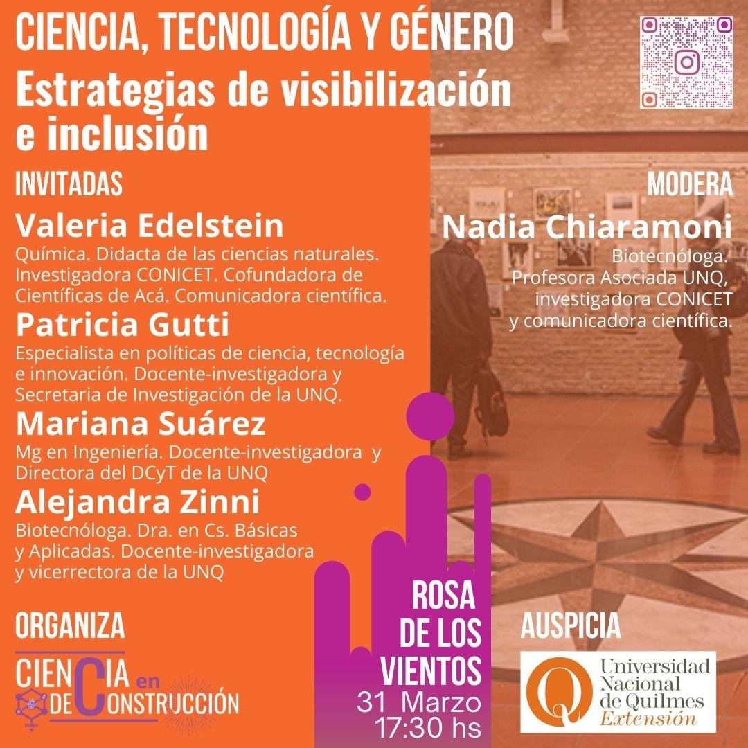 MujeresCyT's tweet photo. Empiezan la clases y arrancan con este tremendo evento! Viene @ValeArvejita a contarnos sobre el libro de @CientificasAca y estará acompañada por  @alejandrazinni, Patricia Gutti y Mariana  Suarez. Presenta nuestra querida @nschiara. Todes invitades! https://t.co/QpIwUJ5Lwj