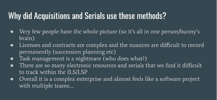Common thread: it's difficult to track eresources in an ILS/LSP

From: "Jira for Eresource Oversight and Accountability" <a href="/DanielH_LYU/">Daniel Huang</a> &amp; colleagues <a href="/LehighU/">Lehigh University</a>