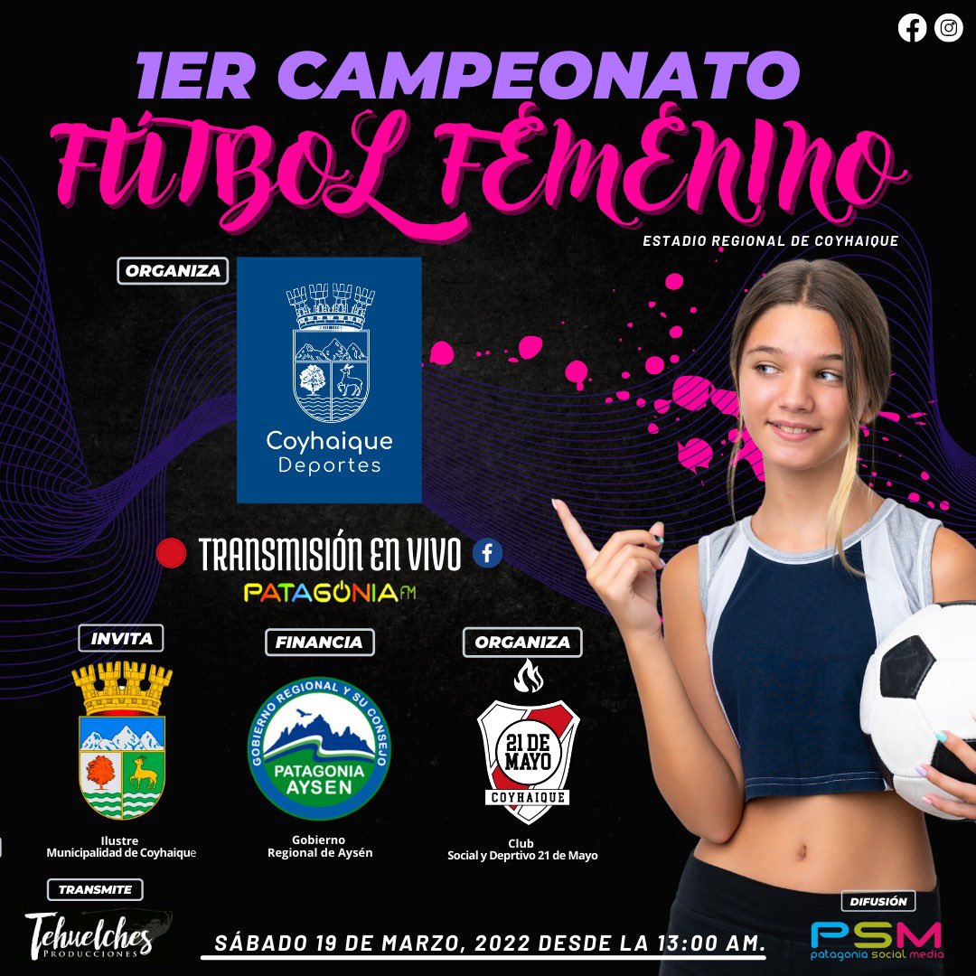 AysenOpina's tweet photo. [⚽️] Este 🗓 Sábado 19 de marzo, a partir de las ⏰13:00 pm, te invitamos a 🔴 VER EN VIVO 🤩 en nuestro #fanpagefacebook 👉Radio Patagonia Siempre Contigo👈el partido inicial del 1er Campeonato de Fútbol Femenino de Coyhaique 😎👌

#futbolfemenino #coyhaique #aysen https://t.co/czIqoZXFmp