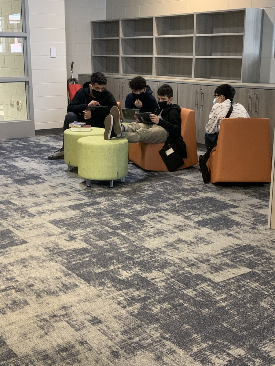 We are getting good use out of our new FMS Library. The flexible seating makes it easy to work on group projects!! #d100inspires #flexibleseating