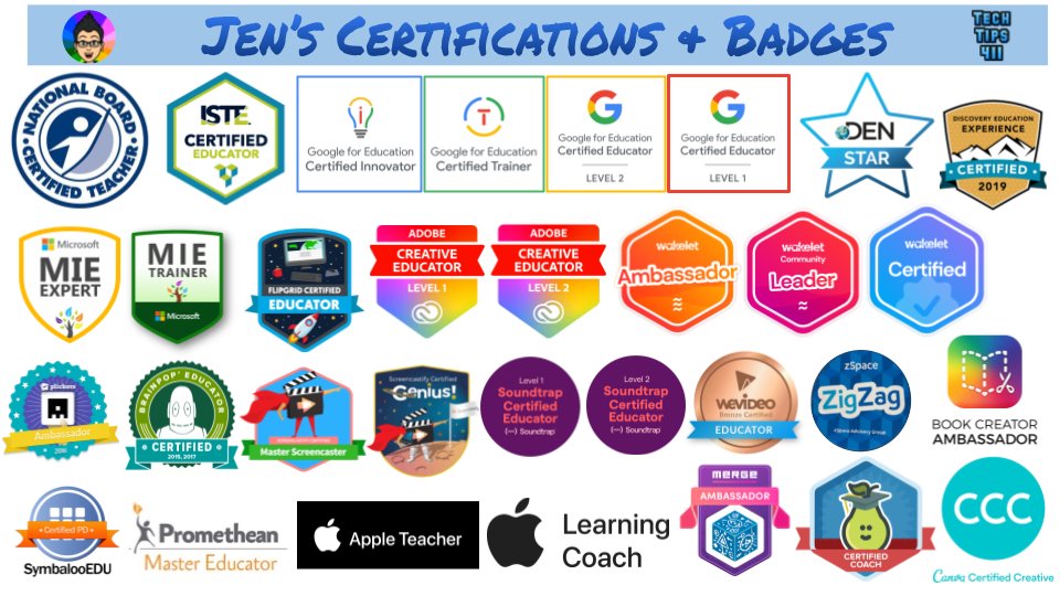 apsitjen's tweet image. 🥳 Earned @AppleEDU Learning Coach & @canva Certified Creative.
✅ Certs & #EdTech Badges:
@NBPTS @iste @GoogleForEdu @DiscoveryEd @AdobeForEdu @wakelet @MicrosoftEDU @Flipgrid @BookCreatorApp @PearDeck @Screencastify @brainpop @soundtrap @WeVideo @mergeedu #TechTips411 more ⬇️