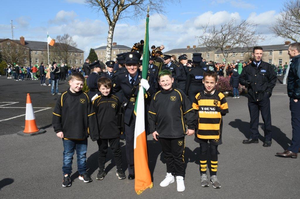 gardainfo's tweet photo. Gardaí have been getting into the festivities in Limerick City today. The ceremonial unit led by Chief Supt Roche have been out and taking part in the parade today. 

#Garda100 #StPatricksDay https://t.co/GY5k884NzG