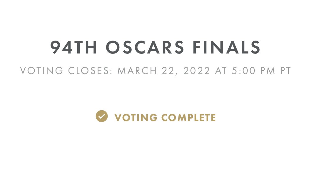 edgarwright's tweet photo. Voted. The very best of luck to everyone. If I know you, get ready for my 'huge congrats' or 'you were robbed' email the morning after. https://t.co/zAhElUhX4a