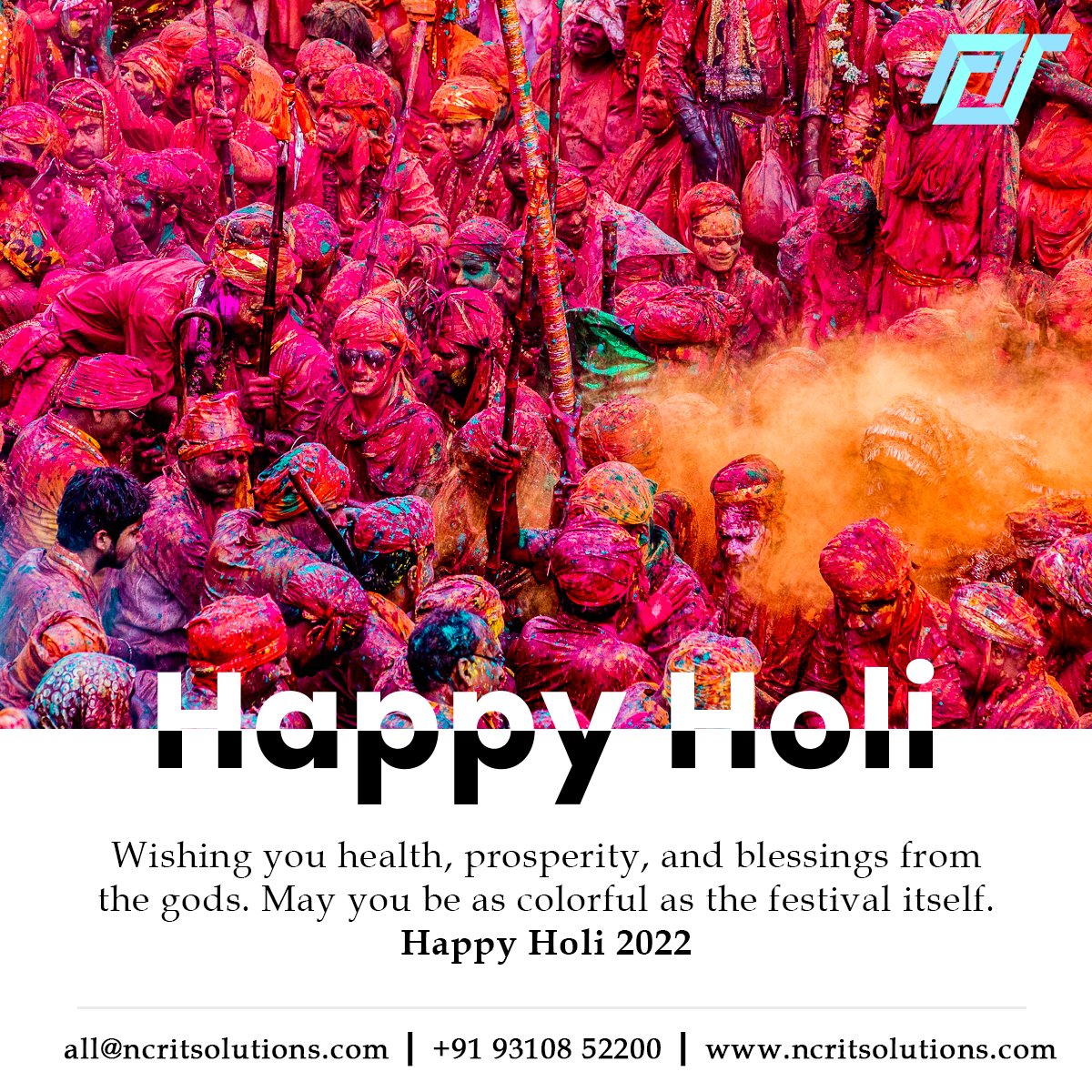 NCRITSol's tweet photo. Wishing you health, prosperity, and blessings from the gods. May you be as colorful as the festival itself. Happy Holi 2022
#HappyHoli #HappyHoli2022 #NCRITSolutions #WebsiteDesign #WebsiteDevelopment #NCRIT #HoliHai #FastivalOfColors https://t.co/1qTd5oqDW1