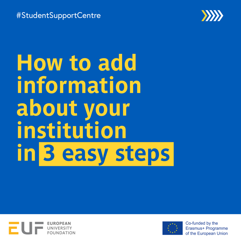 Uni_Foundation's tweet photo. Your HEI is offering assistance to #students fleeing #Ukraine and would like to make it appear on our Student Support Centre?

Follow these 3️⃣ steps!