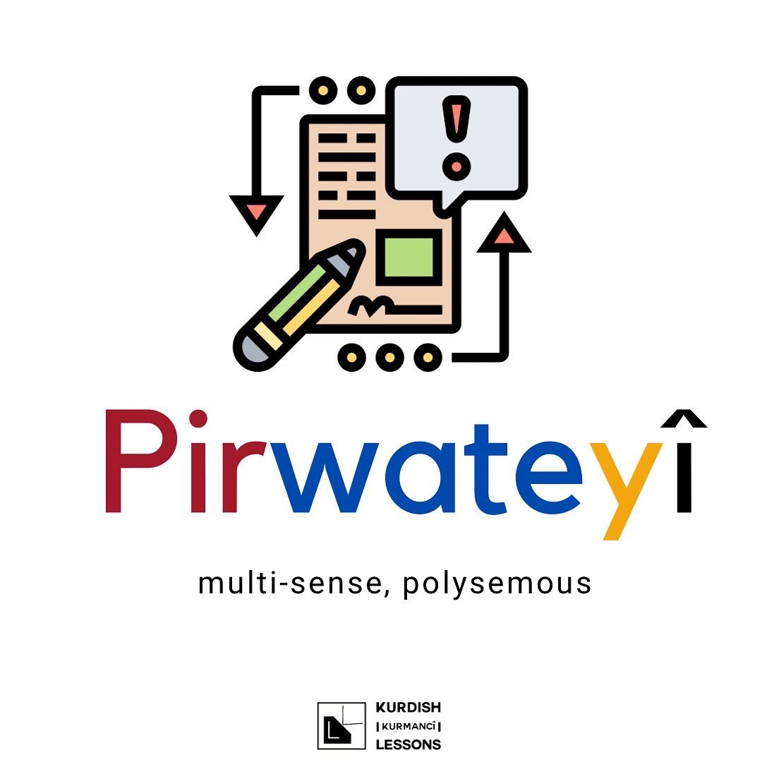 kurdishlessons's tweet photo. Pirzimanî - multilingual
Pirçandî - multicultural
Pirwateyî - polusemous
Piratomî - polyatomic
Pirhêlî - multilateral
#kurdî #kurmanjî #kurdish #learnkurdish #kurdishlessons #langtwt https://t.co/FnkhFdt4Ov