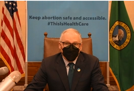 katierodihan's tweet photo. NOW: @GovInslee signs the Affirm Washington Abortion Access Act into law, alongside @PPAAWest CEO @Allen_JenniferM and Washington Medical Director Dr. Erin Berry. 

"To the citizens of Idaho, if Idaho will not stand up for your constitutional rights, we will" - Gov. Inslee https://t.co/SuoxtUdN3o