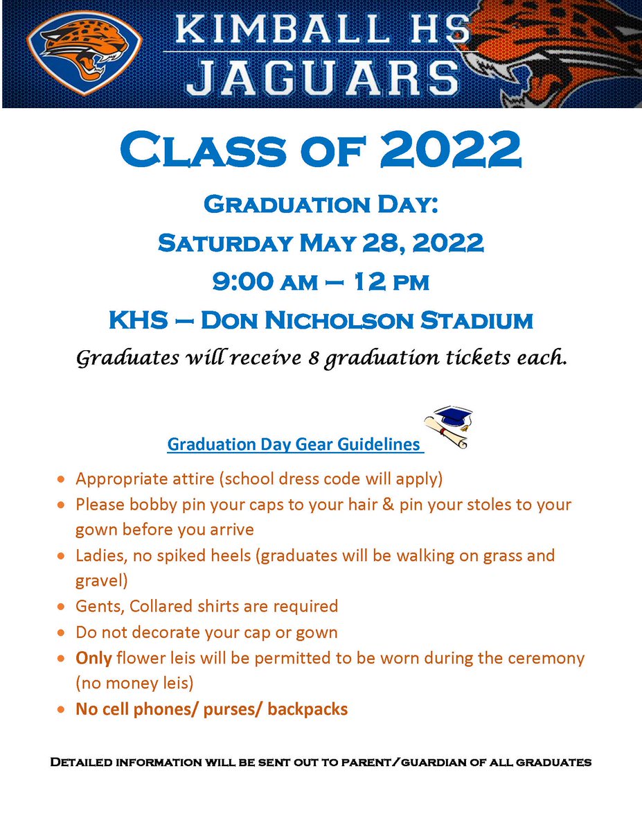 KHS Class of 2022 - Graduation Info:
