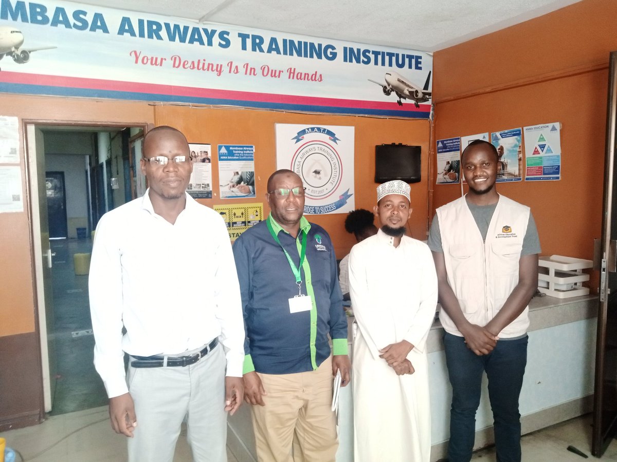 AEDT_Interact's tweet photo. #HudumaMashinani #CoastChapter #Day1
Our team paid a courtesy visit to @MombasaAirwaysInstt, had a very fruitful discussion on potential areas of collaboration.
Special thanks to Mr. Wanjala, principal for hosting us
@abdallaumar1 @dr_saado @UmmaUniversity https://t.co/HLfkX06HSQ