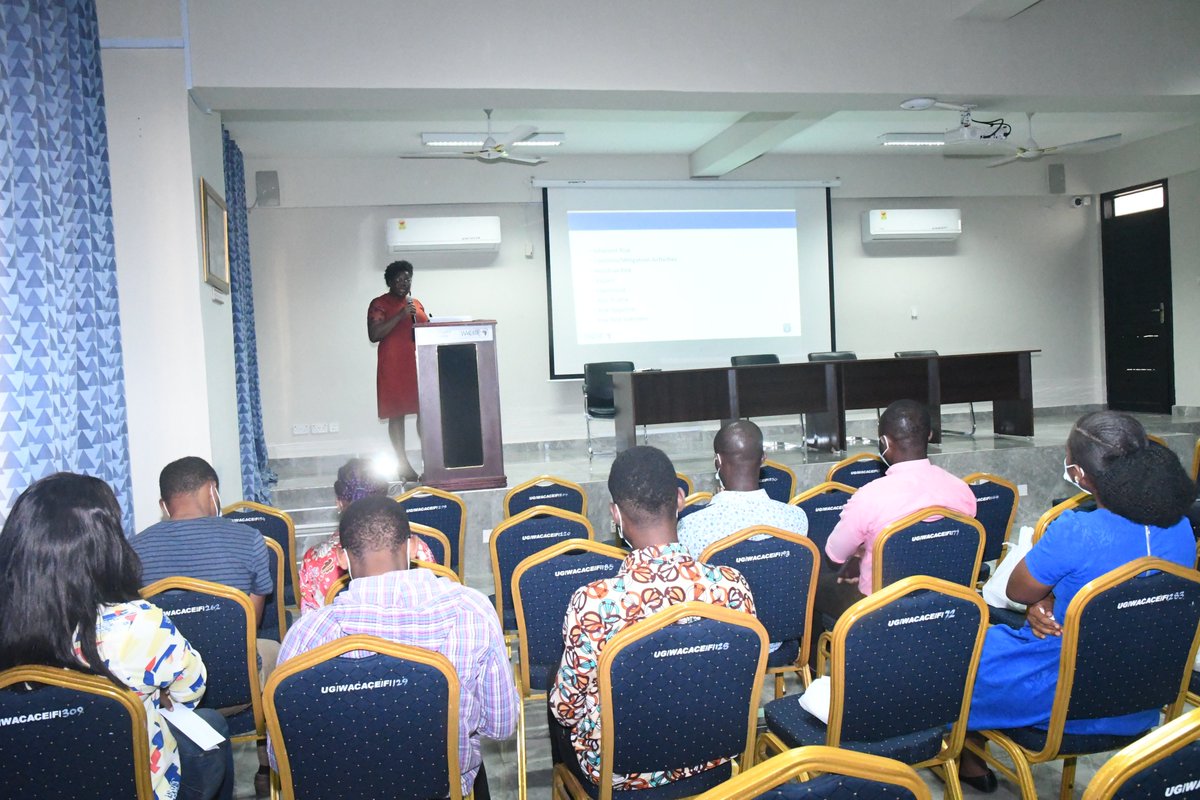 WACCBIP_UG's tweet photo. Dr. Lydia Mosi, Deputy Director responsible for Administration at WACCBIP, briefs staff on WACCBIP's strategic direction and Risk Management plan. https://t.co/G04pCFNOsz