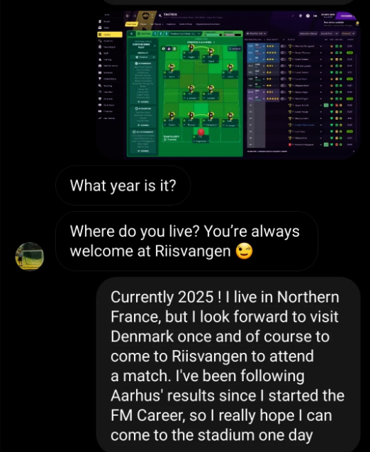 nocontextfm1's tweet photo. This guy messaged his Assistant Manager in FM and got an invite to the stadium! 🤯❤️ https://t.co/jWD7KJ3Cl6