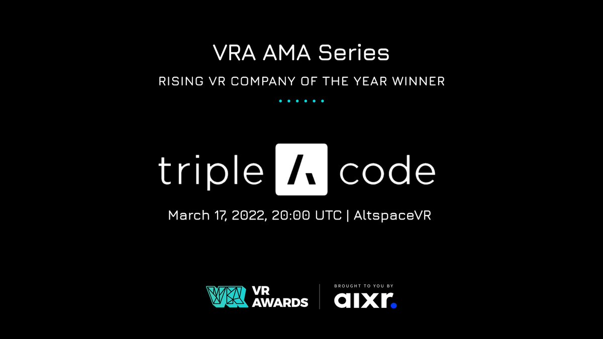 Join us TODAY on <a href="/AltspaceVR/">AltspaceVR</a> 20:00 GMT for the <a href="/VRAwards/">AIXR XR Awards</a> AMA series live!💪

aixr.org/event-listing/……

#VRAAMA21 #vr #virtualreality #vrgamers #vrgaming #metaverse #MetaverseVR #Oculus #OculusQuest2 #htcvive