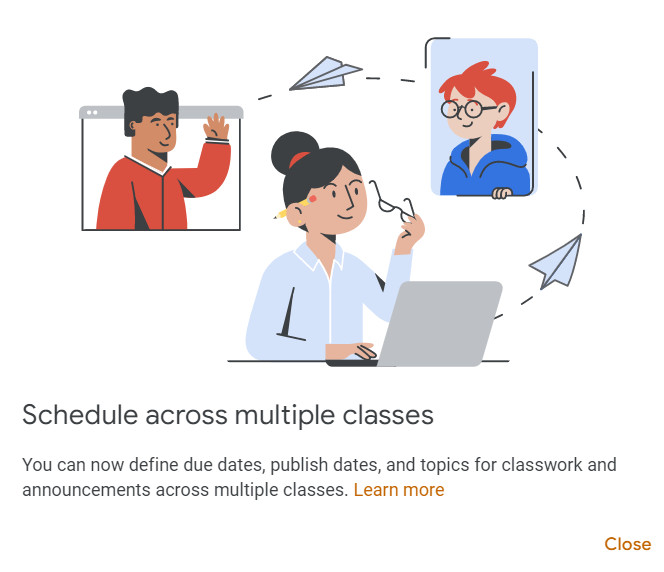 jessicaradams's tweet photo. 🎉🙌🎊 Hooray! You can now schedule a #GoogleClassroom assignment across MULTIPLE classes! Finally!
@mayyoulee @GoogleForEdu #GoogleET https://t.co/9XyJmnV73c