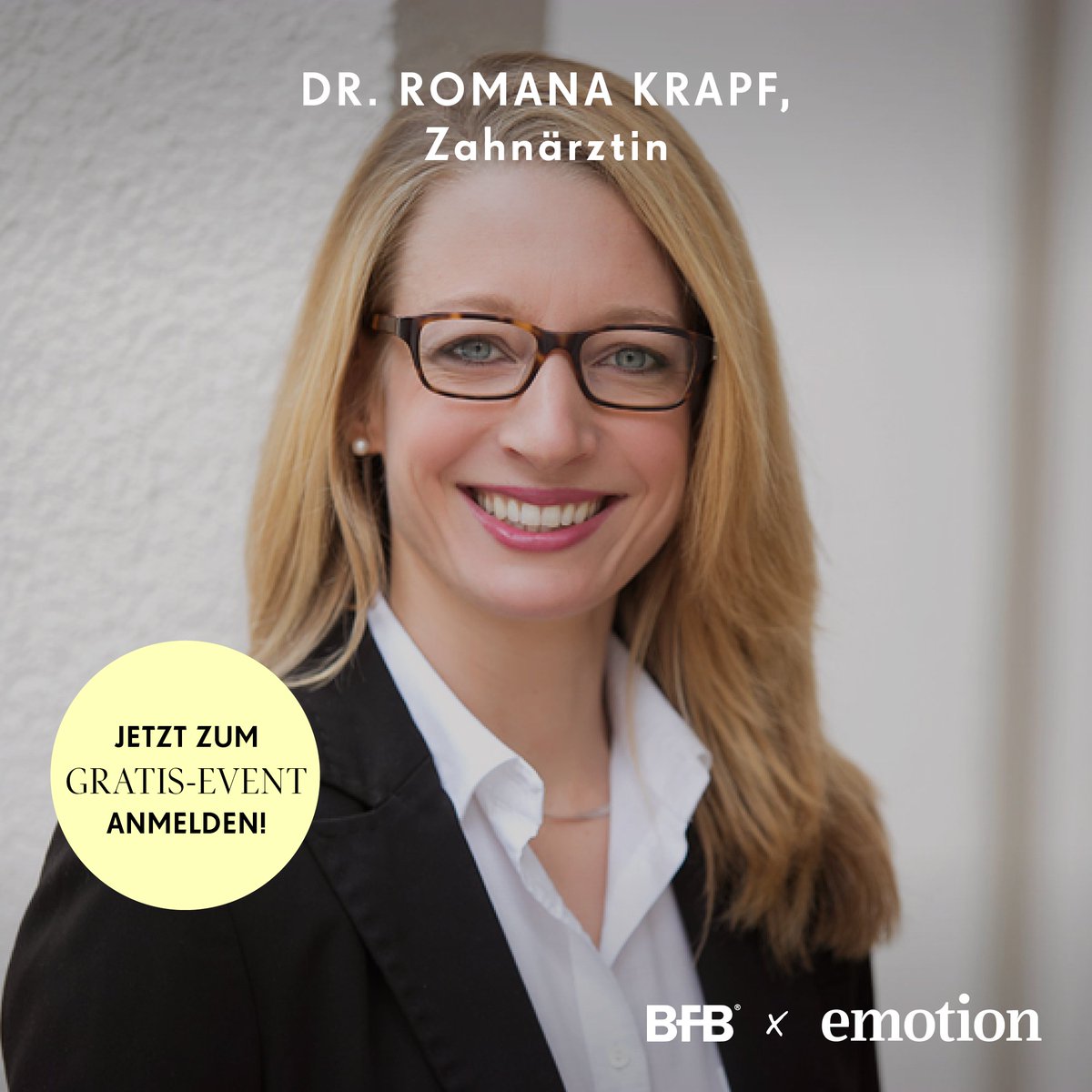 BFB_FreieBerufe's tweet photo. Zahnärztin Dr. Romana Krapf ist unsere finale Sprecherin innerhalb der "Get in touch"-Sessions der #webconvention mit @EmotionMagazin und motiviert #gründerinnen mit einem Zitat von John D. Rockefeller: „Habe keine Angst, das Gute aufzugeben, um das Großartige zu erreichen." https://t.co/T3DLctwkZJ