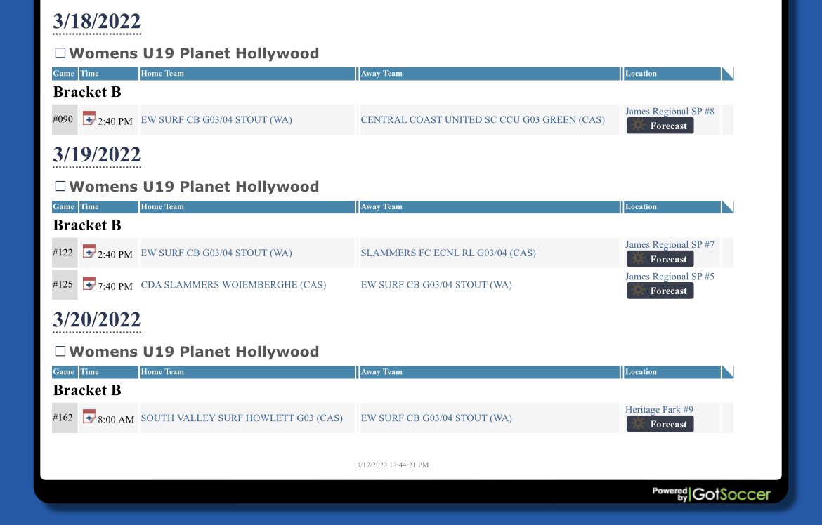 Updated Schedule!!!! Excited for some great competition in Vegas!