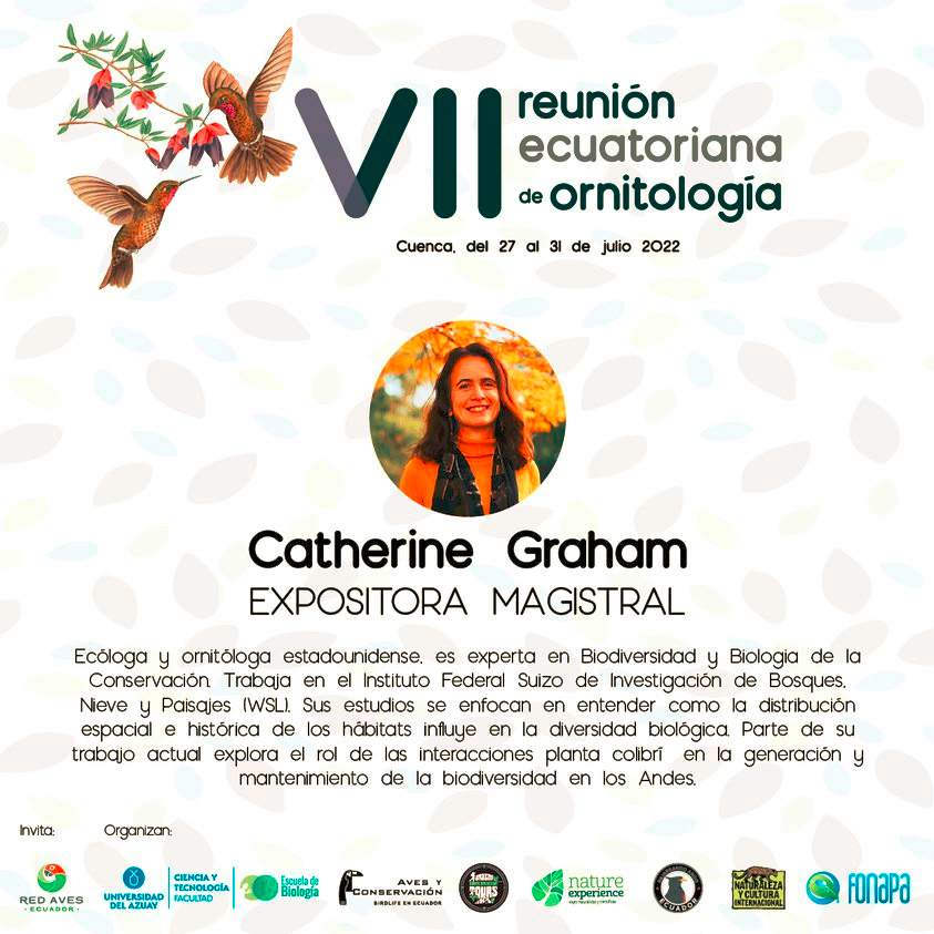 Les presentamos a la Dra Catherine Graham. La Dra Graham es experta en ecología y aves y dará una de las conferencias magistrales en la 7ma Reunión Ecuatoriana de Ornitología #VIIREO en Cuenca. 
Visiten su WiKi: en.wikipedia.org/wiki/Catherine… 
#Ornitología #ornithology #WomenInScience