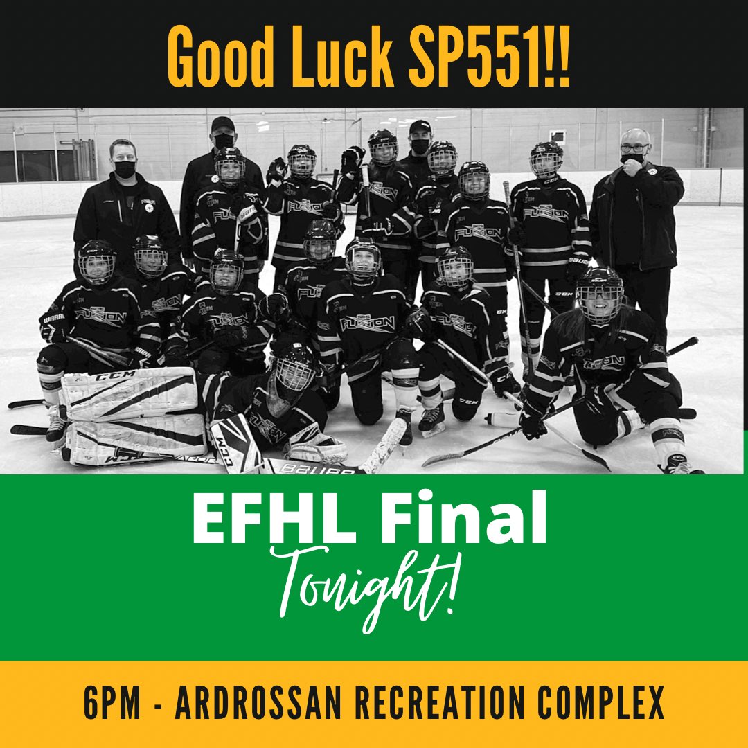 FuzionSps's tweet photo. Best of luck to SP551 tonight as they take on St. Albert in the EFHL final - 6pm on ARC East! @HockeyEdmonton1 https://t.co/fpxvlgtBhf