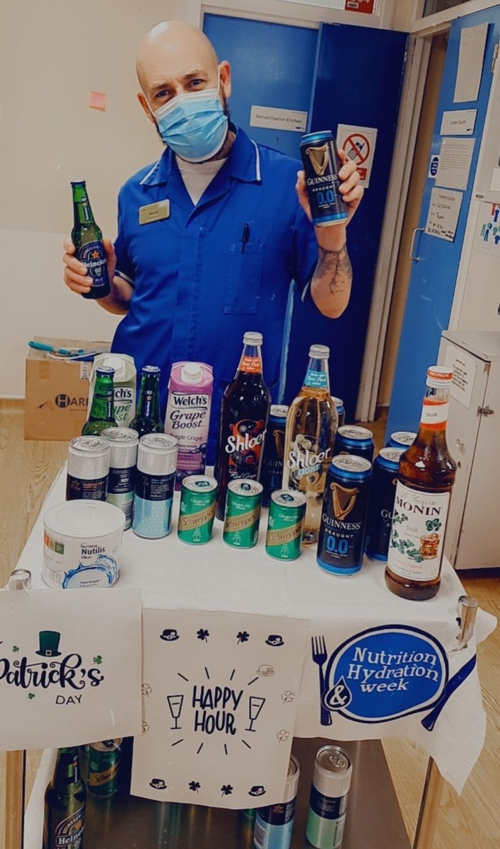 <a href="/NHWeek/">N&H Week</a> on our Stroke ward- Breakfast club fun with OT this morning <a href="/swbot_neuro/">SWBOT-Stroke/Neuro</a>! M.U.S.T challenges for HCA's, followed by Nutrition+Hydration Audits. Ending the day with #happyhour with non-alcoholic drinks to celebrate #StPatricksDay for both patients and staff <a href="/swb_slt/">SLT SWB</a> <a href="/SwbhT/">SWB Alcohol Care Team</a>