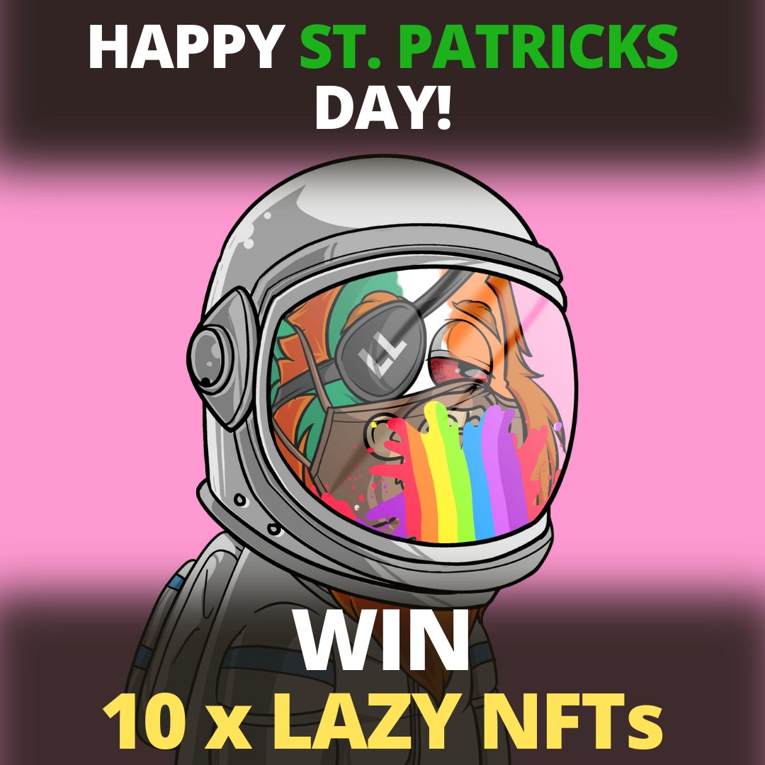 WIN 10x NFTs! 🎉

1️⃣ Follow <a href="/LazyLeprechauns/">Lazy Leprechauns NFT</a>
2️⃣ Like + RT
3️⃣ Tag 2 Friends

5x NFTs giveaway on Twitter and 5x NFTs giveaway on Instagram.

#NFTGiveaway #NFTGiveaways #NFT #NFTs #SolanaNFTs
