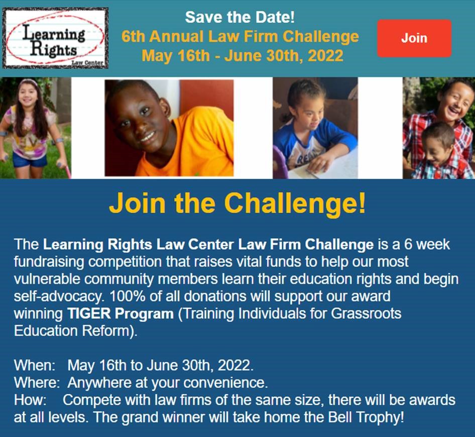 All of Learning Rights’ clients live at or below the poverty line. • Learning Rights’ clients are disproportionately denied access to a fair and equitable public education on the basis of disability and/or discrimination. • Learning Rights’ clients cannot afford a lawyer and c