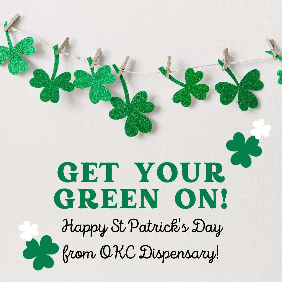OKCDispensary's tweet photo. It’s your lucky day! We are running our Flower Hour special all day! Come check us out and ask your budtender about our deals of the day!
#okcdispensaries #okc #okcdispensary #stpatricksday #flowerhour https://t.co/2tJdKlLYSv