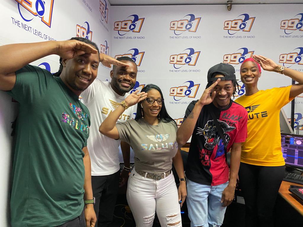 thebrandsalute's tweet photo. Team Salute 
#jahllano and the next 99.1 morning show cast #freedomnow #radiotour #reggae #dancehall #newmusic #outnow https://t.co/hI7QIWxDxj