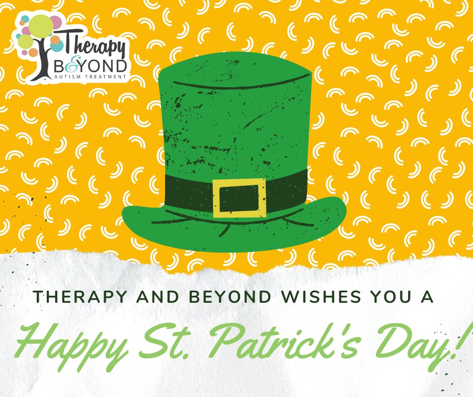 TherapyBeyond's tweet photo. Happy St. Patrick's Day from Therapy and Beyond! We hope everyone finds a 4-leaf clover and a pot of gold at the end of a rainbow! 

#therapyandbeyond #wemaketherapyfun #aba #speech #ot #autism https://t.co/qPJVe9vrIL
