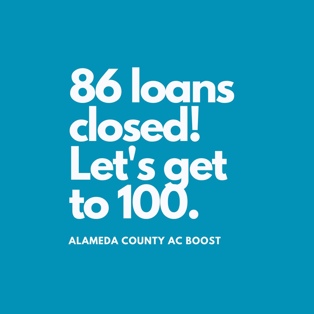 HousingAC's tweet photo. Attention #AlamedaCounty! So far the AC Boost loan program has closed 86 loans! This means 86 successful deals for first-time home buyers in Alameda County. We could not be prouder of our participants & program which has allowed them to achieve their home owning dreams. #ACBOOST https://t.co/2H9AdU2HDZ