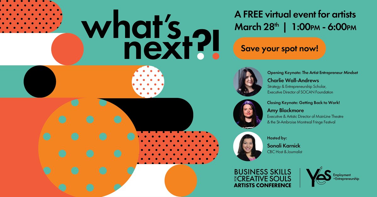 Calling all artists and creatives! Join us online on Monday, March 28th as we explore what it means to make art today, and what’s next for artists and creatives. Save your spot today (it's FREE to attend!) &gt; bit.ly/3qf2VrA #artists #support #yeswhatsnext #montrealartists
