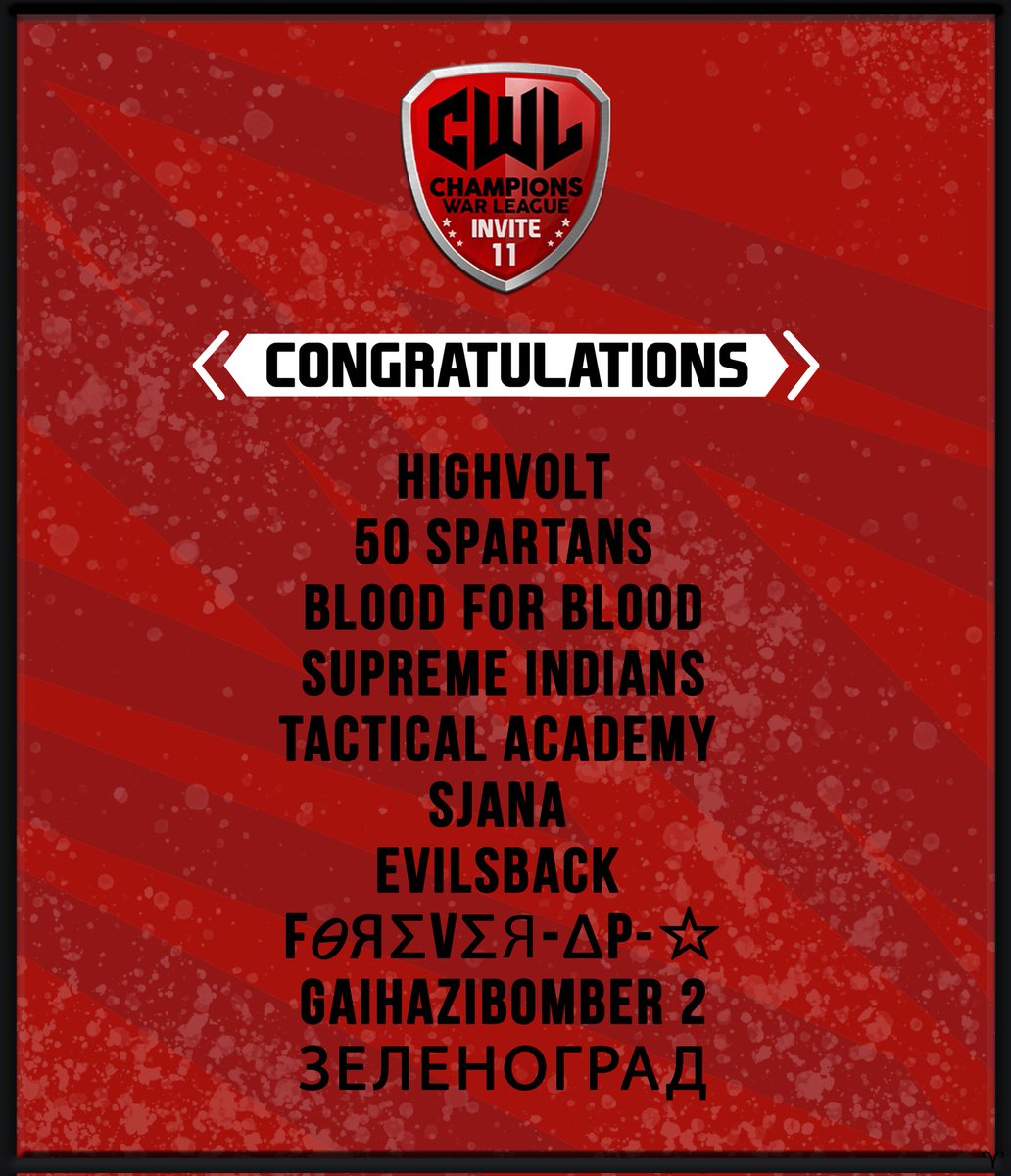 Really excited for the new season of <a href="/champwarleague/">Champions War League</a> Invite. We are ready and raring to go 🔥

Goodluck chiefs! Let's have some epic wars ☘️