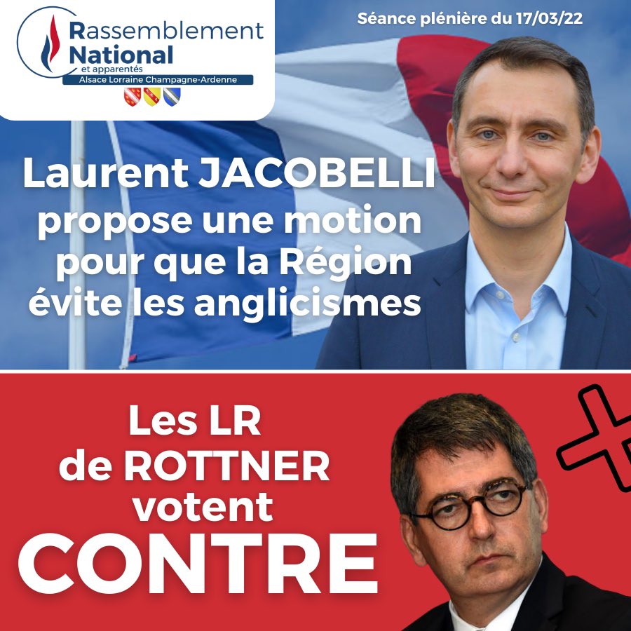 RNGrandEst's tweet photo. @ljacobelli propose une motion pour que la Région évite les anglicismes.
❌ Les LR de ROTTNER votent CONTRE ! #SPMars22 https://t.co/DoLQMwvdLi