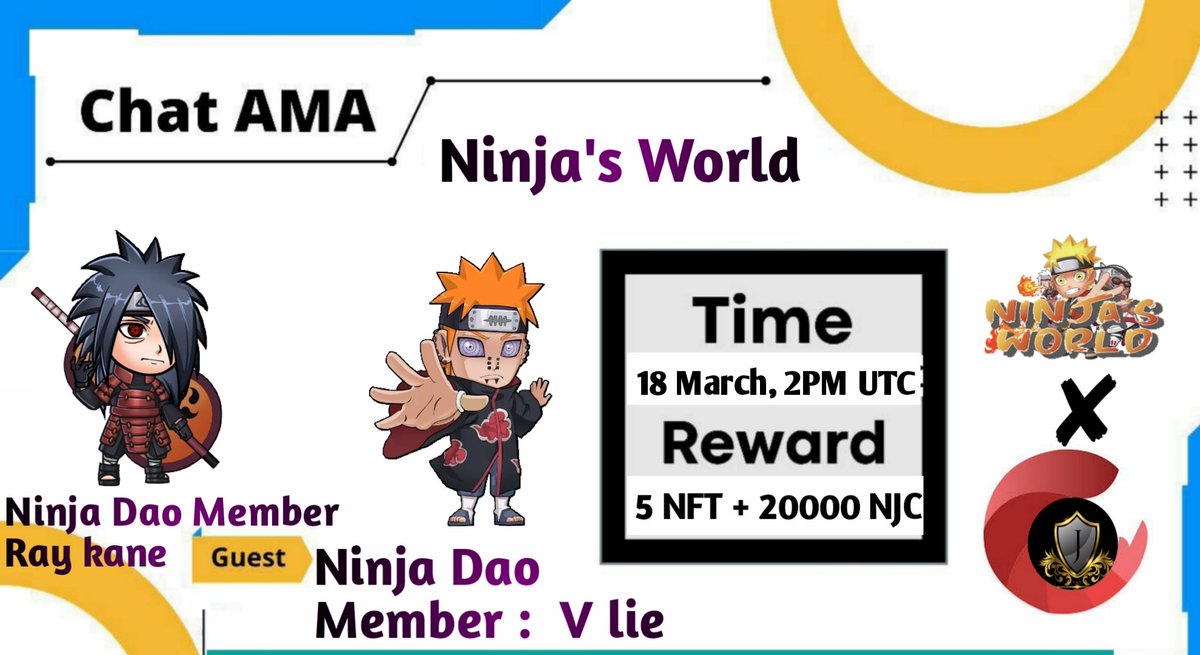 CryptoJMS0's tweet photo. #AMA32
Crypto JMS Is Glad To Announce Our AMA With "Ninja's World " 18th March , 2022, At 2 PM UTC.
🎖️ Reward Pool:5 NFT & 20000$ NJC🎖️
🗓 DATE : 18th March , 2022
⏰ TIME : 2 PM UTC
🏠 VENUE : @CryptoJMS0
Everyone must be include bep 20 address your Question https://t.co/bSX8tdbiXZ