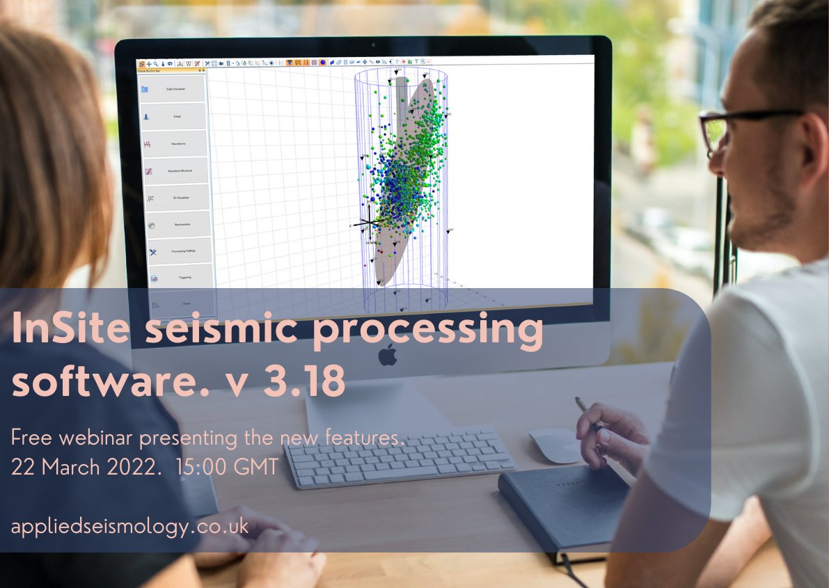 AppliedSeismol1's tweet photo. InSite seismic processing software 3.18 is now released. Find out about its new features in our free webinar on Tuesday 22.03. Register at:
https://t.co/3SXset0OqA https://t.co/AQrDXzFGnA